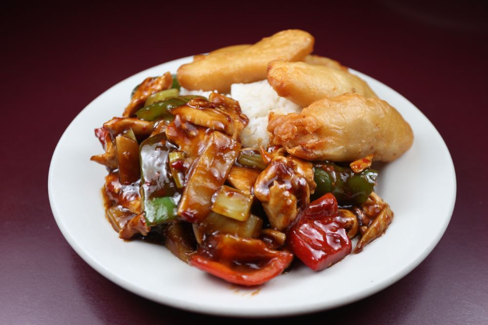 b6. general tso’s chicken (not crispy, see b9), chicken fingers, boiled white ...